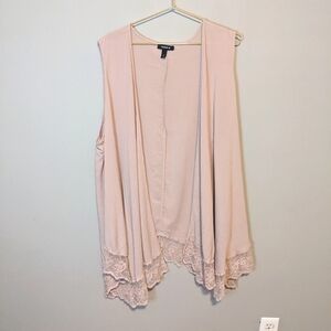 Torrid Lightweight Beige Vest Cardigan with Lace Detail, size 4X
